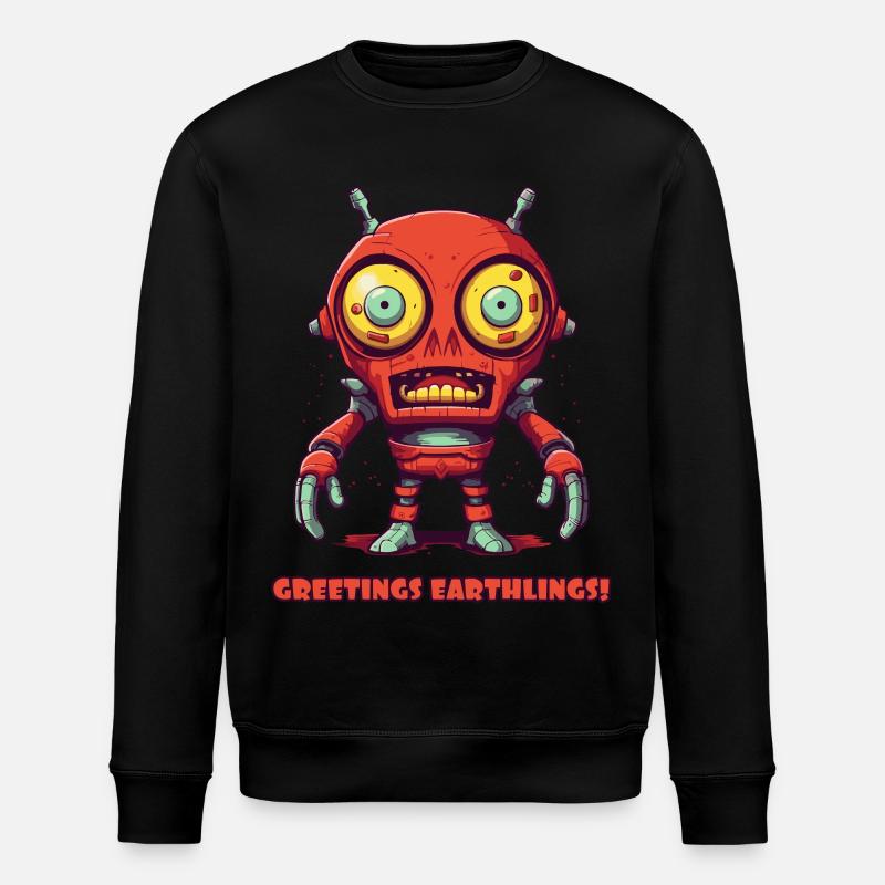 Grüße Erdlinge – Alien-Roboter - Stanley/Stella Unisex Bio-Sweatshirt ROLLER - Schwarz