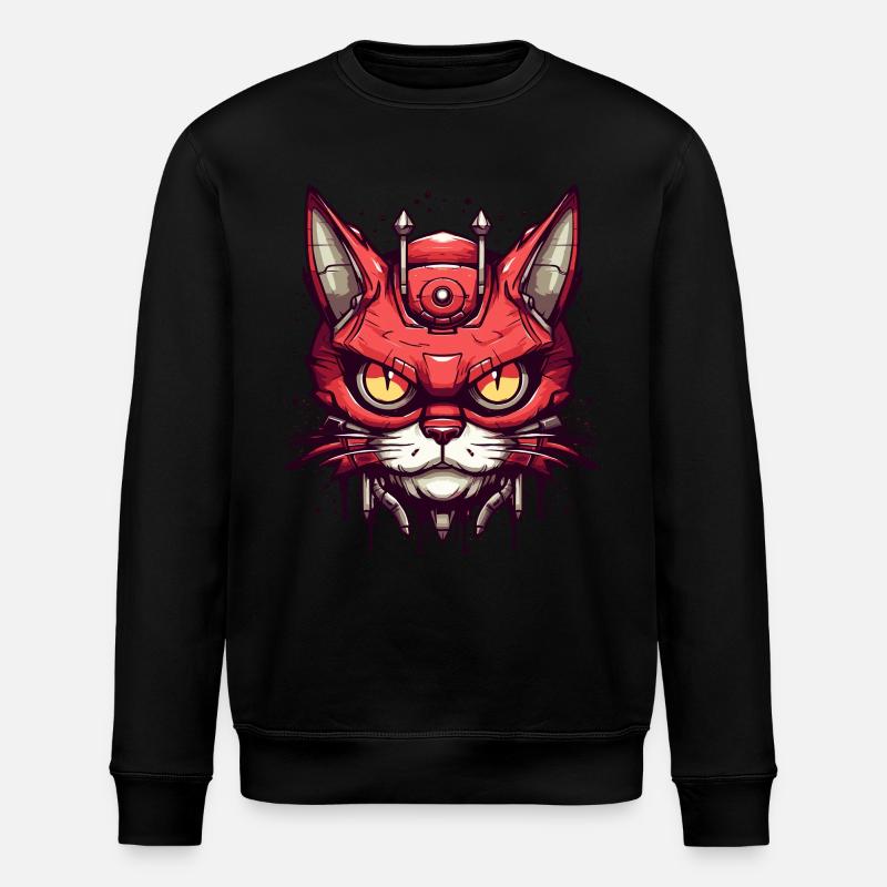 Urban Mecha Tech Cat Cat - Stanley/Stella ROLLER Unisex Organic Sweatshirt - black