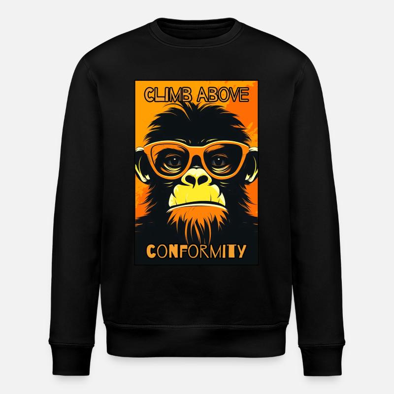 Overcome conformity: shivering monkey - Stanley/Stella ROLLER Unisex Organic Sweatshirt - black