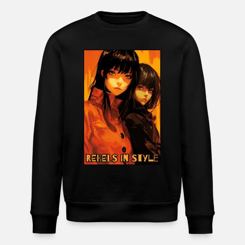 Rebellen mit Stil: Anime-Mädchen - Stanley/Stella Unisex Bio-Sweatshirt ROLLER - Schwarz
