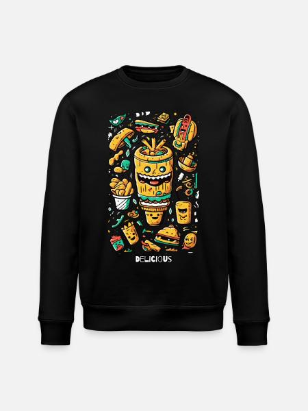 Delicious, fun fast food - Stanley/Stella ROLLER Unisex Organic Sweatshirt - black