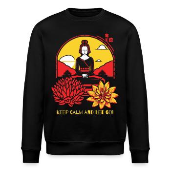 Ruhe bewahren und loslassen mit Yoga - Stanley/Stella Unisex Bio-Sweatshirt ROLLER - Schwarz - Vorne - Nik (191cm)