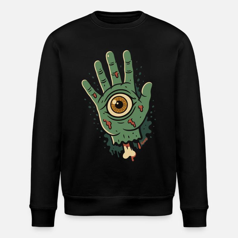 Zombie hand with an eye - Stanley/Stella ROLLER Unisex Organic Sweatshirt - black