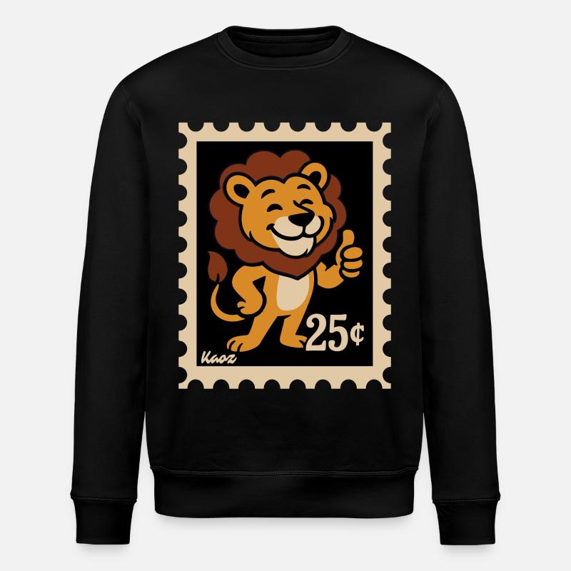 Lion amical sur un timbre-poste - Sweat bio ROLLER Stanley/Stella Unisexe - noir