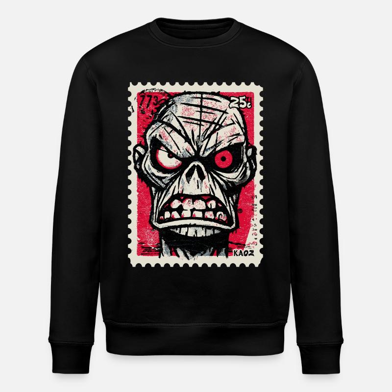 Crâne en colère sur timbre-poste - Sweat bio ROLLER Stanley/Stella Unisexe - noir