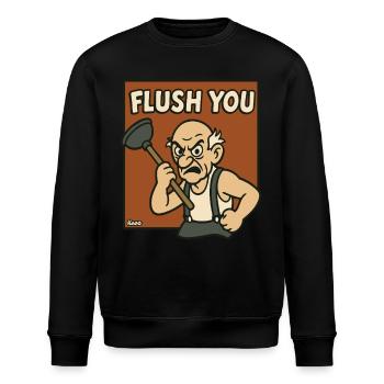 Angry Grandpa with Pawn Comic Motif - Stanley/Stella ROLLER Unisex Organic Sweatshirt - black - Front - Nik (191cm)