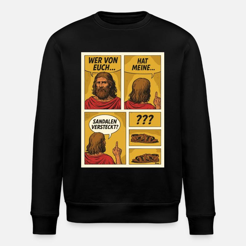 Comic-Jesus sucht Sandalen - Stanley/Stella Unisex Bio-Sweatshirt ROLLER - Schwarz