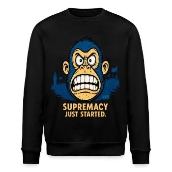 Angry monkey with crowd - Stanley/Stella ROLLER Unisex Organic Sweatshirt - black - Front - Nik (191cm)