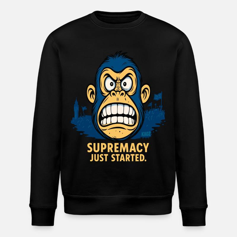 Angry monkey with crowd - Stanley/Stella ROLLER Unisex Organic Sweatshirt - black