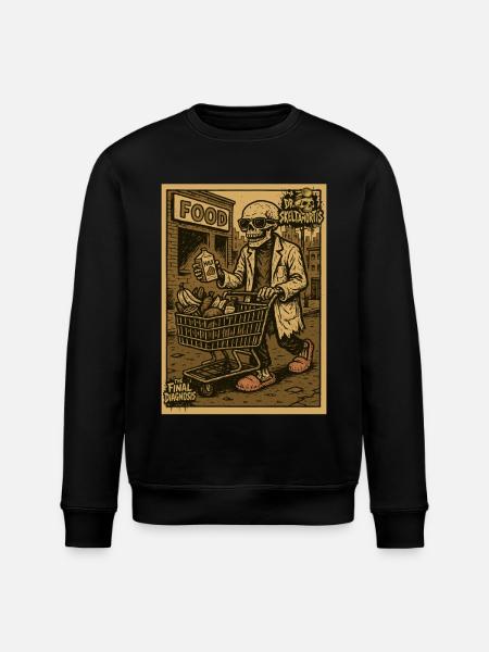 Squelette avec caddie et boisson - Sweat bio ROLLER Stanley/Stella Unisexe - noir