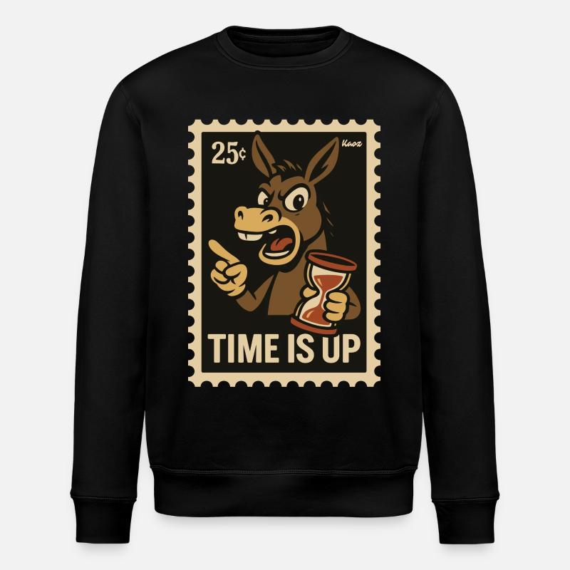 Donkey with hourglass on postcard - Stanley/Stella ROLLER Unisex Organic Sweatshirt - black