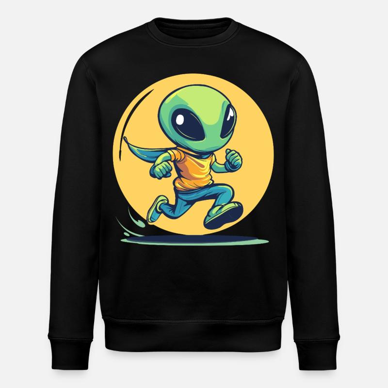 Laufender Alien im Comic-Stil - Stanley/Stella Unisex Bio-Sweatshirt ROLLER - Schwarz