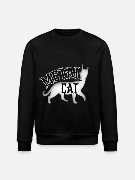 Metal Cat - Rock Cat - Stanley/Stella ROLLER Unisex Organic Sweatshirt - black