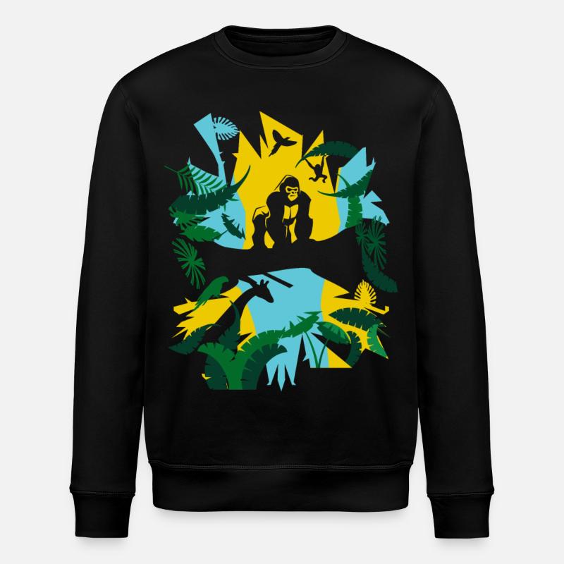 Jungle gorilla - Stanley/Stella ROLLER Unisex Organic Sweatshirt - black
