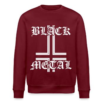 Black metal headbanger antichrist pentagram witcher - Stanley/Stella ROLLER Unisex Organic Sweatshirt - burgundy - Front - Nik (191cm)