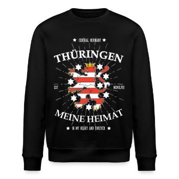 Thüringen, Meine Heimat: Mit dem Wappentier - Stanley/Stella Unisex Bio-Sweatshirt ROLLER - Schwarz - Vorne - Nik (191cm)