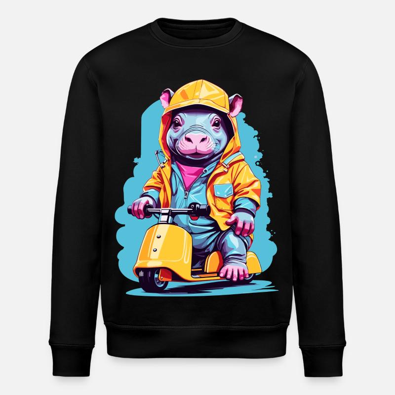 Süßes Nilpferd - Stanley/Stella Unisex Bio-Sweatshirt ROLLER - Schwarz