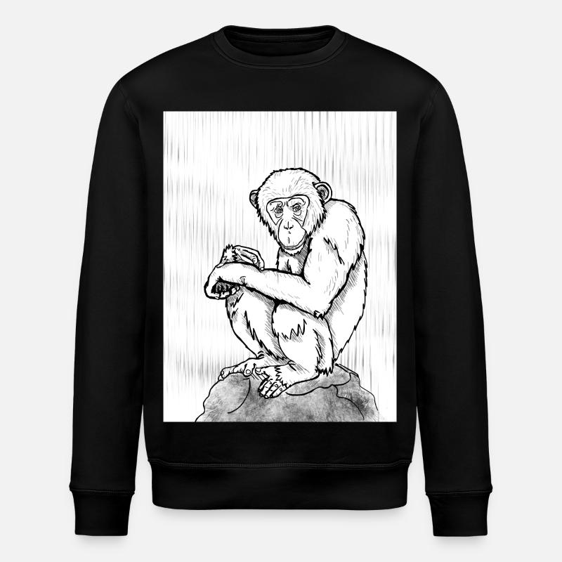 Nachdenklicher Schimpanse - Stanley/Stella Unisex Bio-Sweatshirt ROLLER - Schwarz