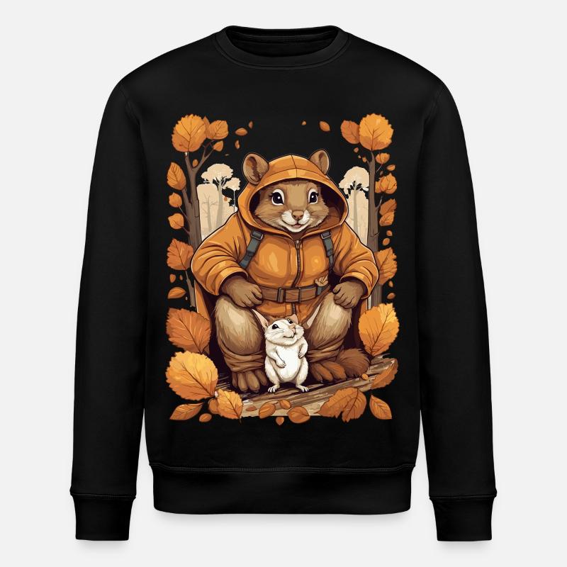 Cute squirrel with mouse - Stanley/Stella ROLLER Unisex Organic Sweatshirt - black