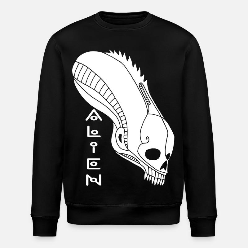 Weißer Alien-Schädel - Stanley/Stella Unisex Bio-Sweatshirt ROLLER - Schwarz