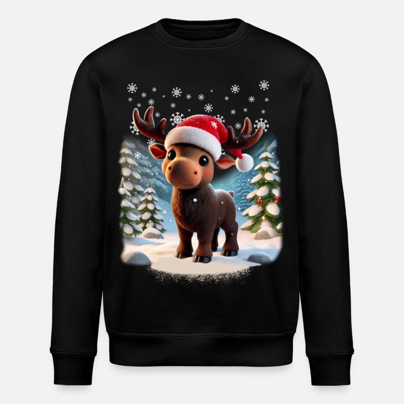 Moose - Mosses - Christmas - Snow - Stanley/Stella ROLLER Unisex Organic Sweatshirt - black