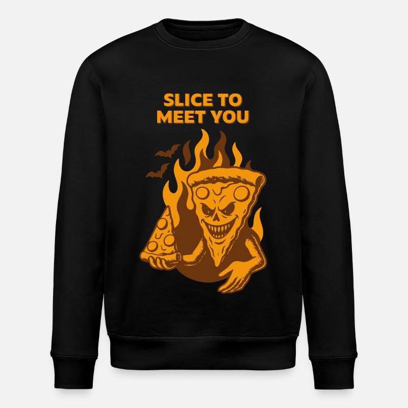Devilish Pizza - Slice to meet you - Stanley/Stella ROLLER Unisex Organic Sweatshirt - black