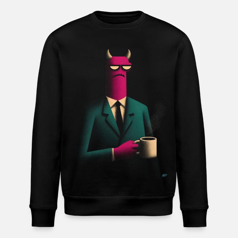 Démon en costume avec café - Sweat bio ROLLER Stanley/Stella Unisexe - noir