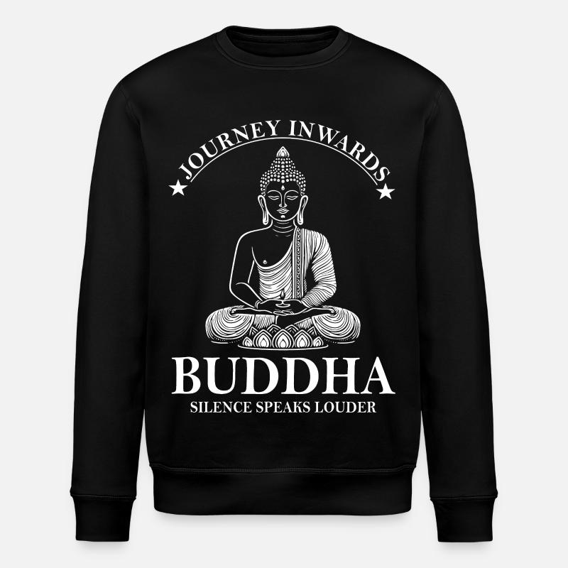 Buddha Design – Silence Speaks Louder - Stanley/Stella ROLLER Unisex Organic Sweatshirt - black