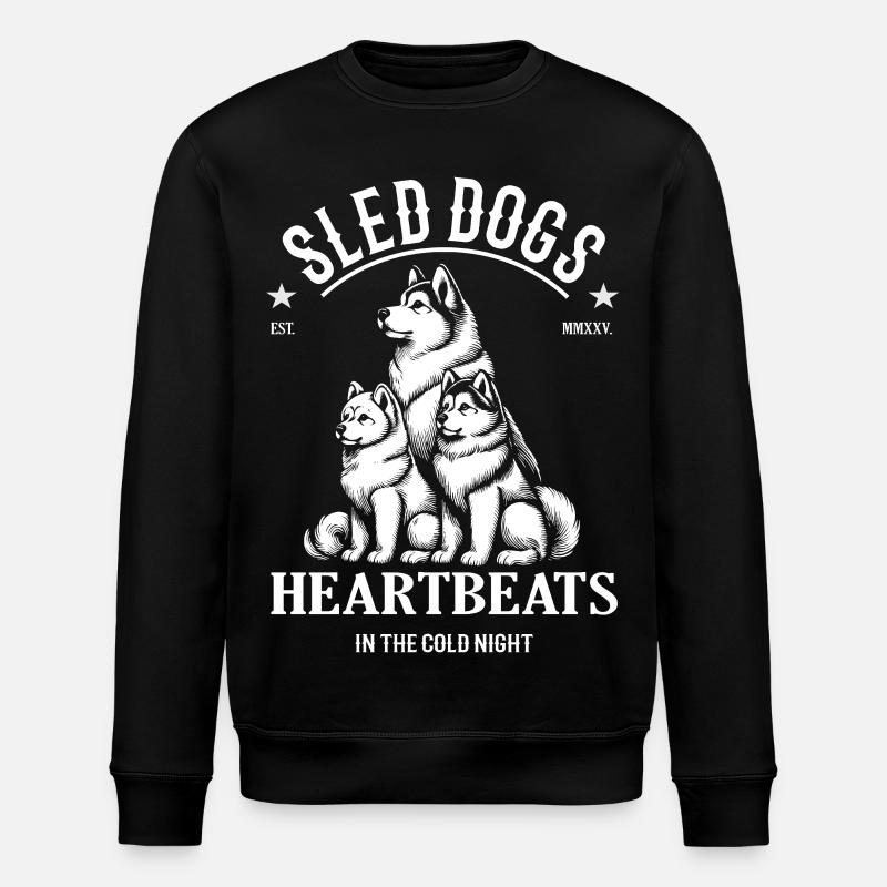Schlittenhund Design – Heartbeats in Cold Night - Stanley/Stella Unisex Bio-Sweatshirt ROLLER - Schwarz