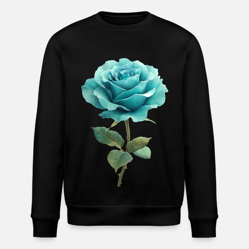 Türkis Blaue Rose - Stanley/Stella Unisex Bio-Sweatshirt ROLLER - Schwarz