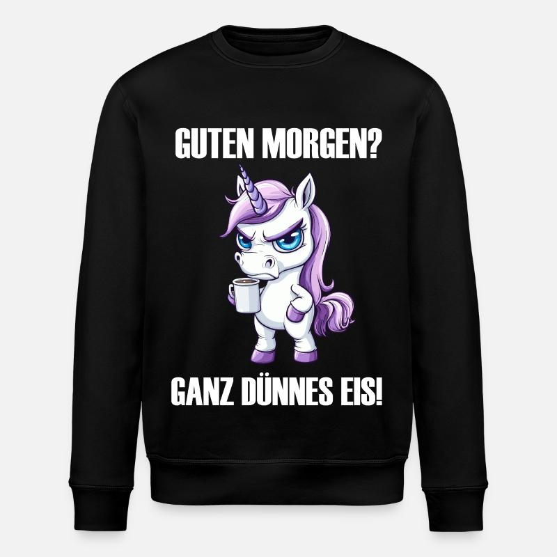 Einhorn Kaffee Morgenmuffel Design - Stanley/Stella Unisex Bio-Sweatshirt ROLLER - Schwarz