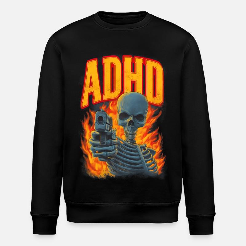 TDAH squelette - Sweat bio ROLLER Stanley/Stella Unisexe - noir