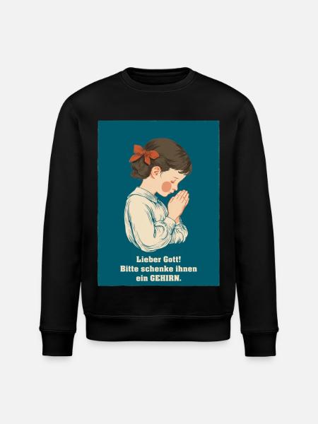 Kleines Kind betet Gehirnwunsch - Stanley/Stella Unisex Bio-Sweatshirt ROLLER - Schwarz