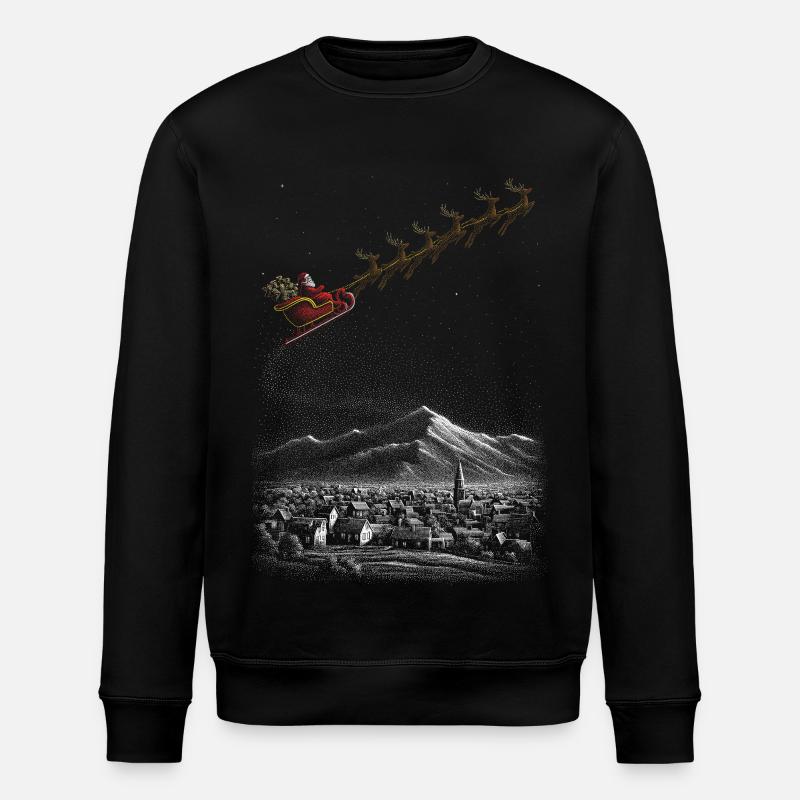 Sternen-Schlittenfahrt im Winterschnee - Stanley/Stella Unisex Bio-Sweatshirt ROLLER - Schwarz