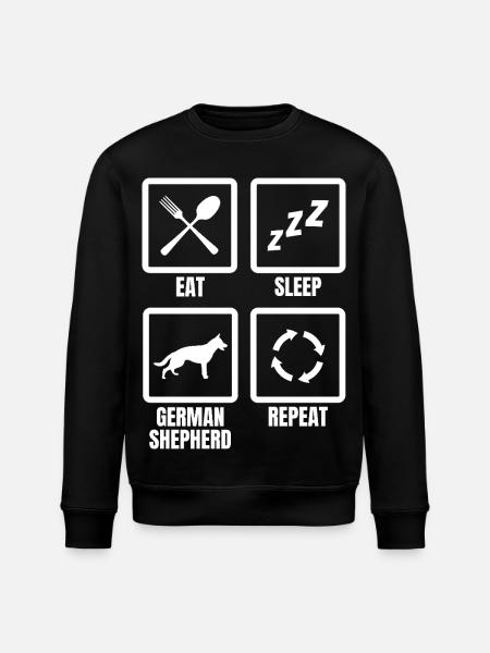Eat Sleep German Shepherd Repeat - Stanley/Stella ROLLER Unisex Organic Sweatshirt - black