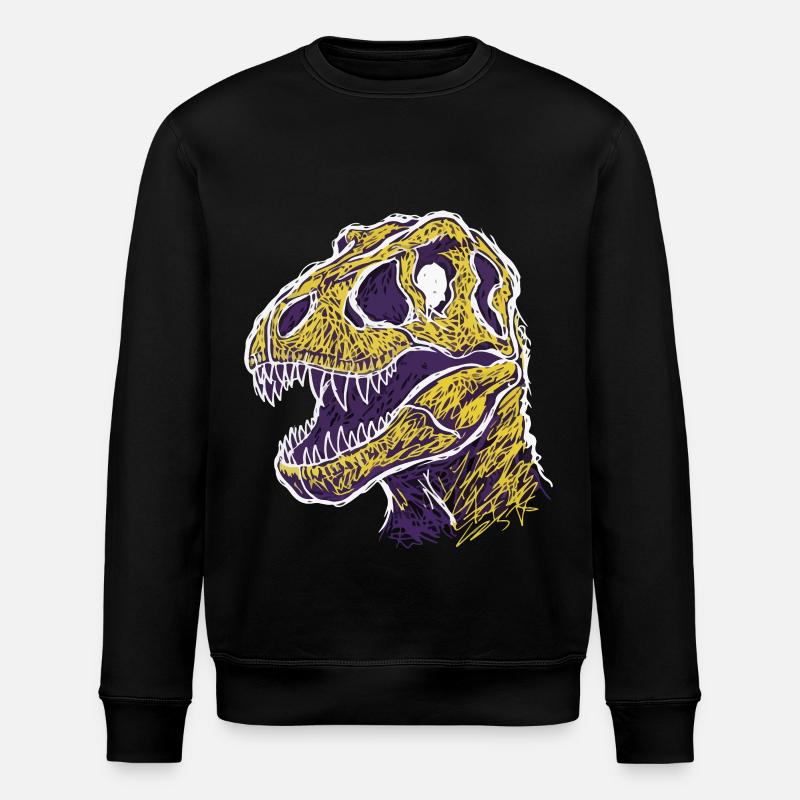 Artistic Dinosaur T-Rex Skull - Stanley/Stella ROLLER Unisex Organic Sweatshirt - black