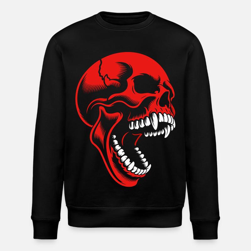 Red skull - Stanley/Stella ROLLER Unisex Organic Sweatshirt - black