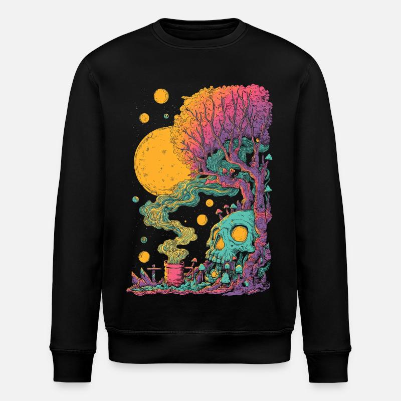 Psychedelischer Baumskull im Kosmos - Stanley/Stella Unisex Bio-Sweatshirt ROLLER - Schwarz