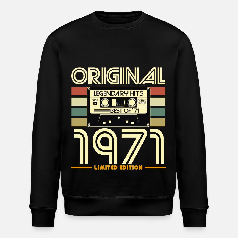 Original 1971 Retro Hits Cassette - Stanley/Stella ROLLER Unisex Organic Sweatshirt - black