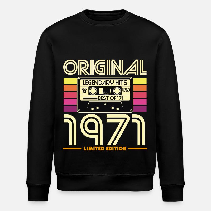 Retro Cassette 1971 Limited Edition - Stanley/Stella ROLLER Unisex Organic Sweatshirt - black