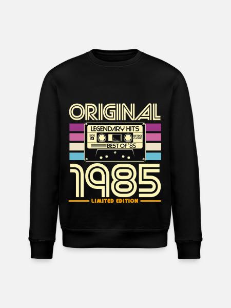 Original 1985 Cassette Retro Tee - Stanley/Stella ROLLER Unisex Organic Sweatshirt - black