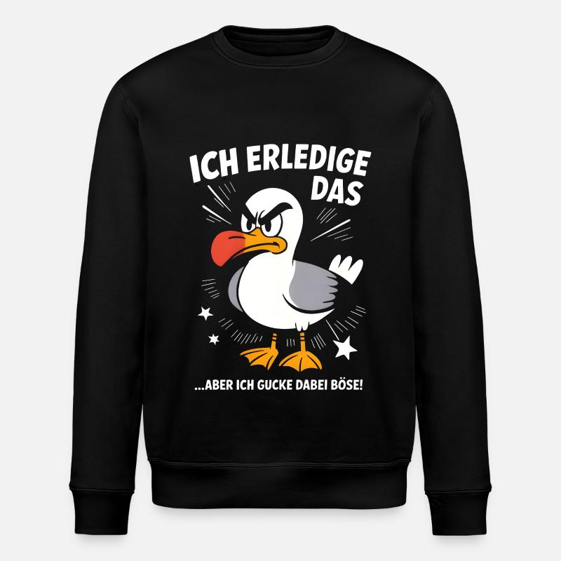 Möwe Seevogel Nen scheiss muss ich - Stanley/Stella Unisex Bio-Sweatshirt ROLLER - Schwarz