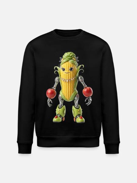 Grain robot with apples - Stanley/Stella ROLLER Unisex Organic Sweatshirt - black