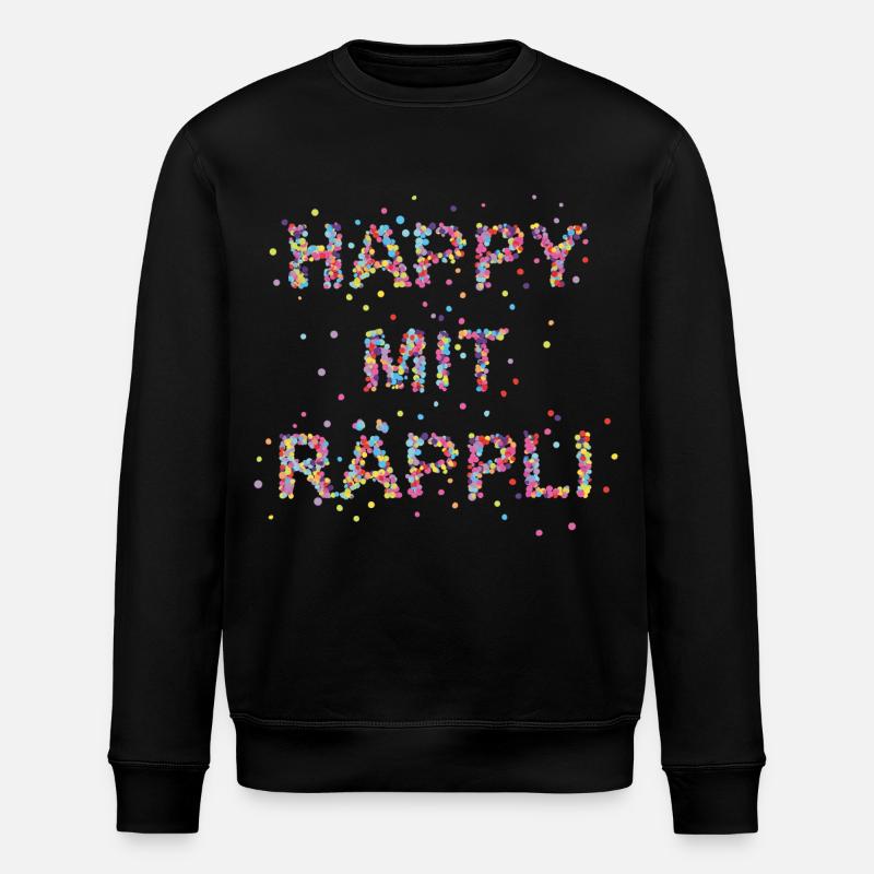 Happy mit Räppli - Stanley/Stella Unisex Bio-Sweatshirt ROLLER - Schwarz