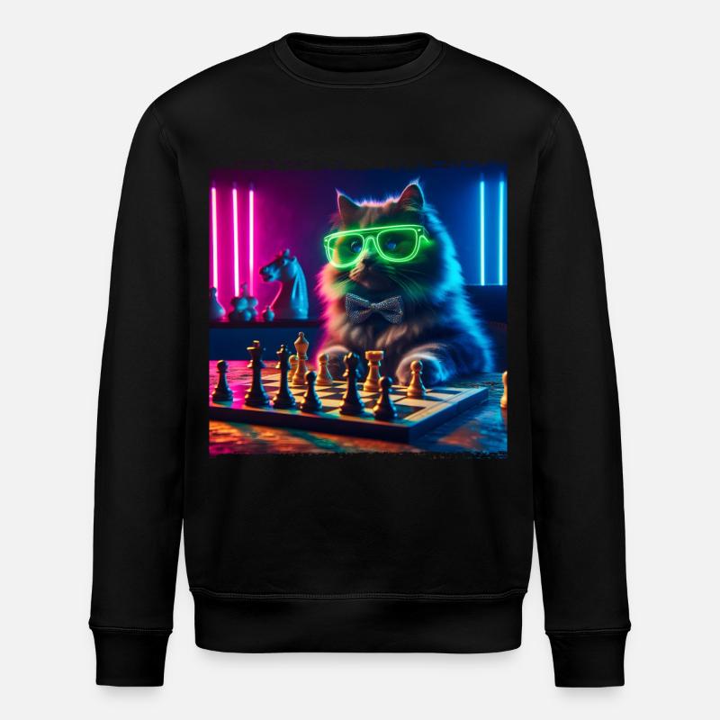 Schachclub-Katze - Stanley/Stella Unisex Bio-Sweatshirt ROLLER - Schwarz