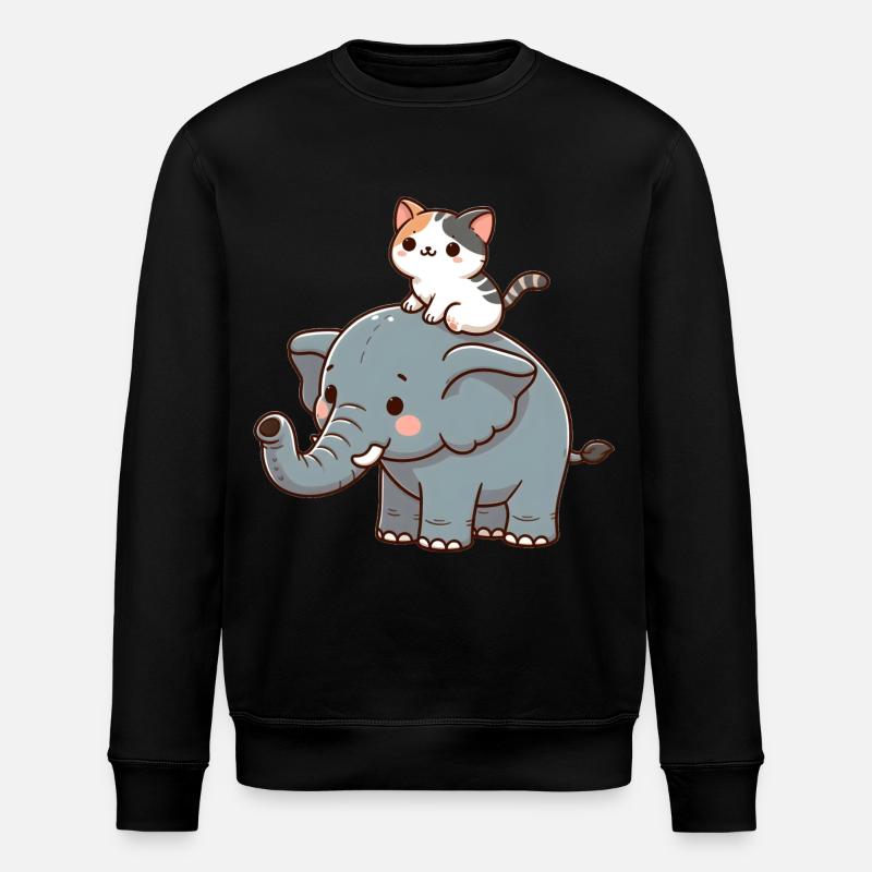Cat rides elephant - Stanley/Stella ROLLER Unisex Organic Sweatshirt - black