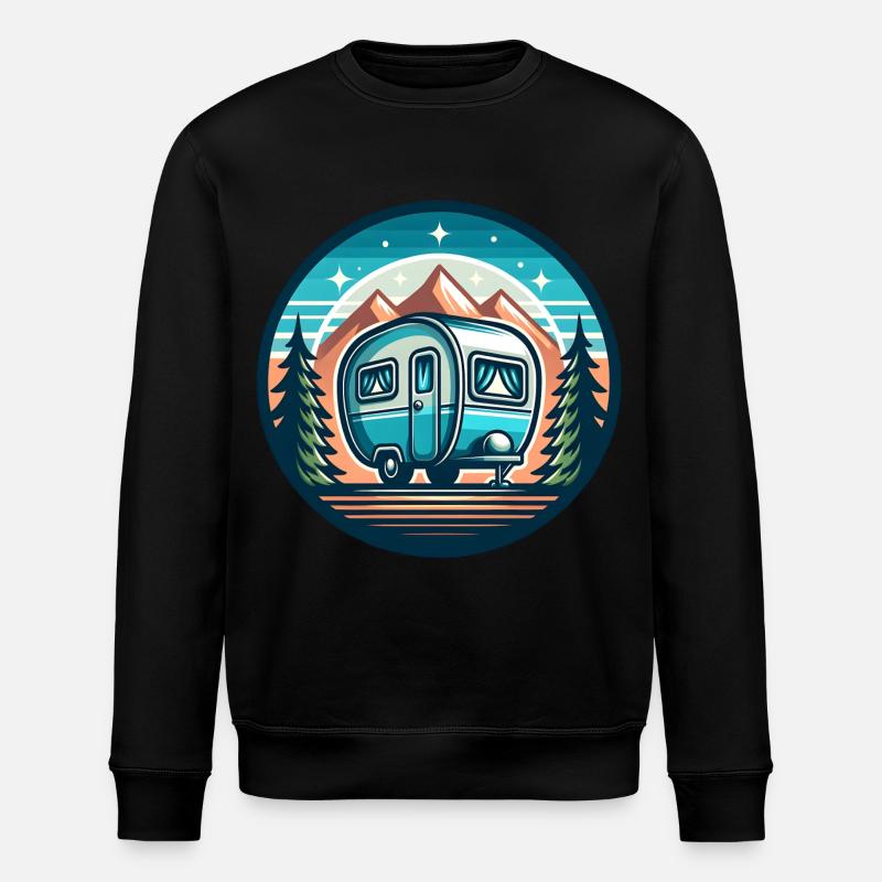 Camping Wohnwagen - Stanley/Stella Unisex Bio-Sweatshirt ROLLER - Schwarz