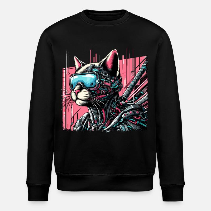 Cyborg Cat - Stanley/Stella ROLLER Unisex Organic Sweatshirt - black