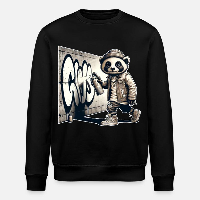 Panda Graffiti - Stanley/Stella ROLLER Unisex Organic Sweatshirt - black