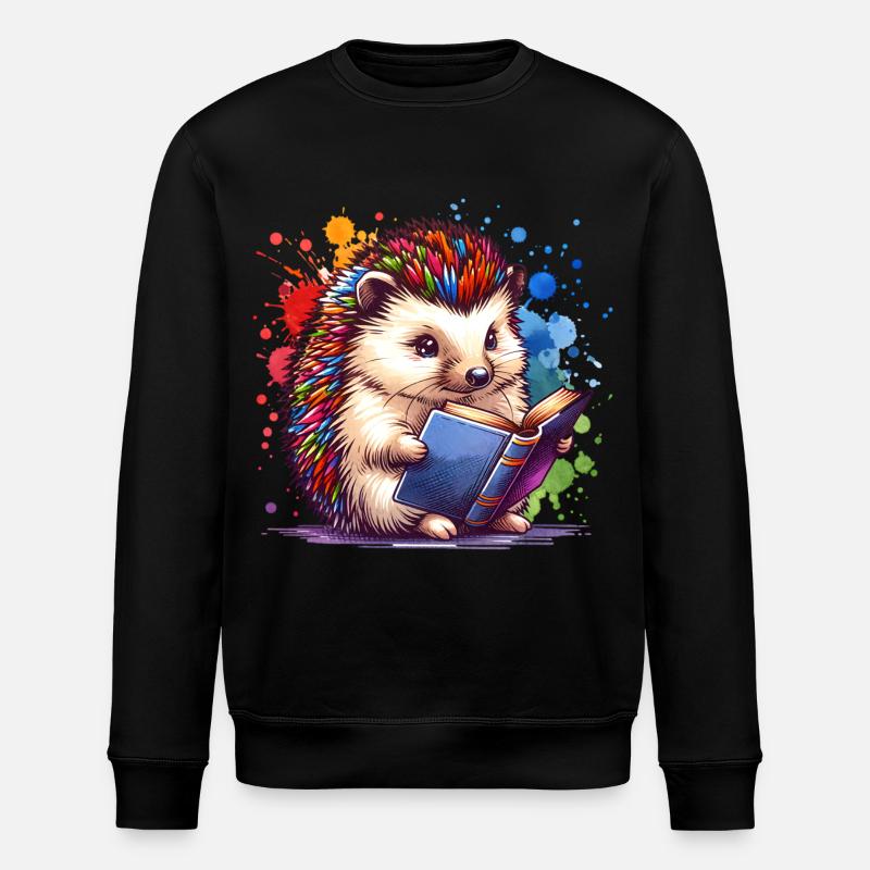 Lesen Igel - Stanley/Stella Unisex Bio-Sweatshirt ROLLER - Schwarz